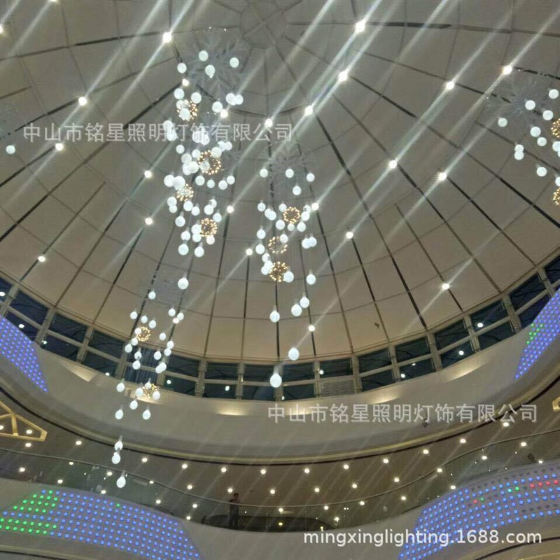 商场中庭吊饰美陈天井中空吊顶装饰商业大厅亮化吊挂装饰制作