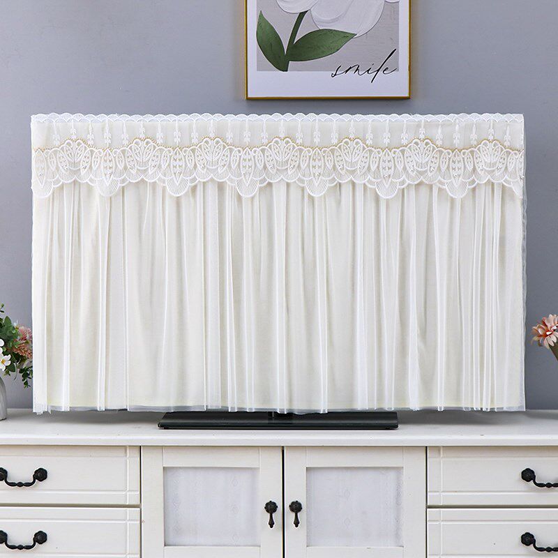 电视机套防尘罩新款高档挂式55寸液晶电视蕾丝盖布65寸电视帘