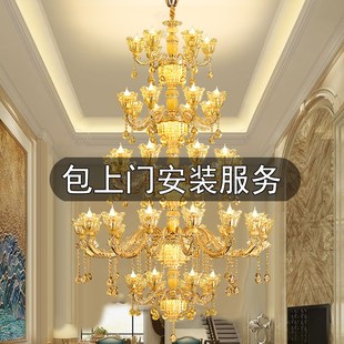 欧式跳跃层大灯复式吊灯别墅楼梯水晶客厅灯酒店多层大厅欧式灯具