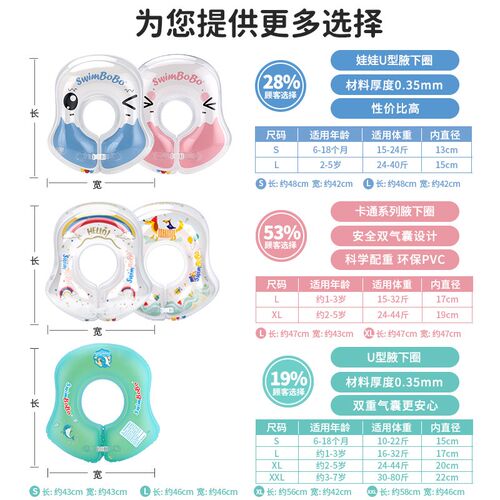 宝宝游泳圈腋下圈婴儿泳圈初学者儿童浮圈家用洗澡小孩趴圈婴幼儿