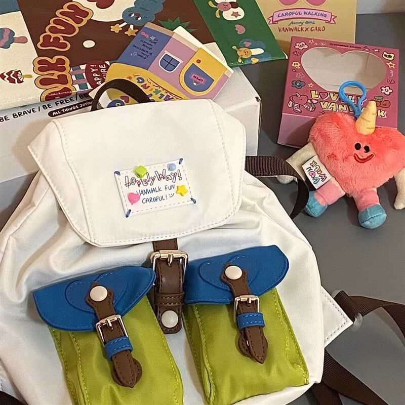 !可爱撞色迷你双肩包包女2025夏季新款学生上课大容量小背包