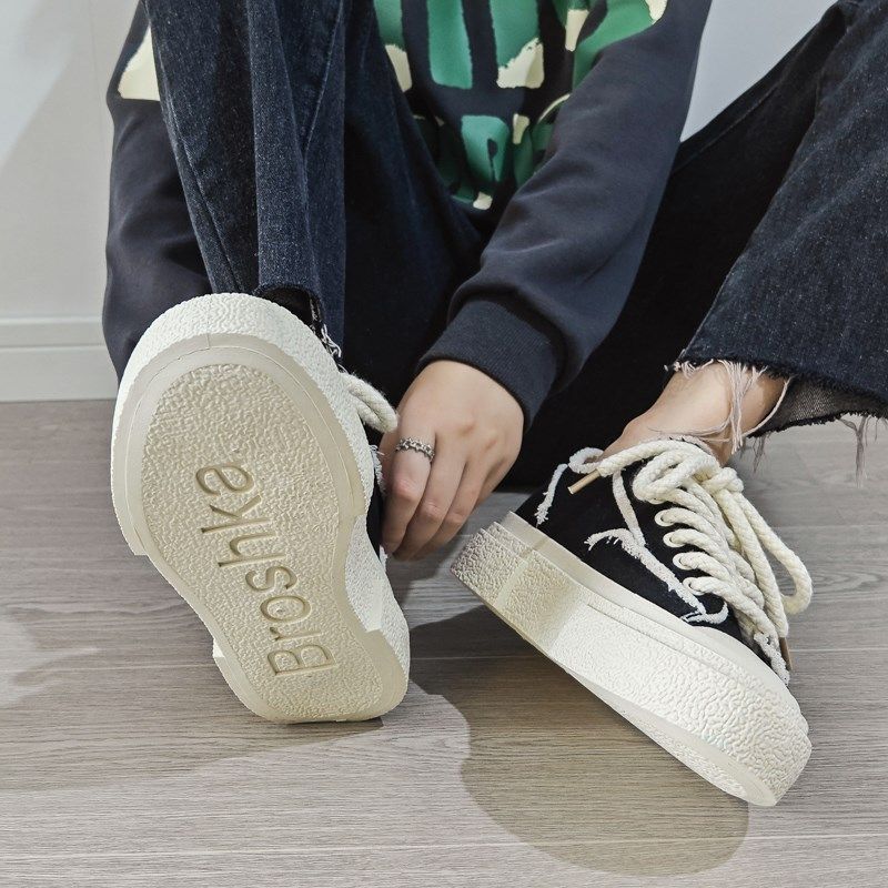 帆布鞋男款夏季透气男生板鞋2024新款厚底百搭情侣日系乞丐休闲鞋