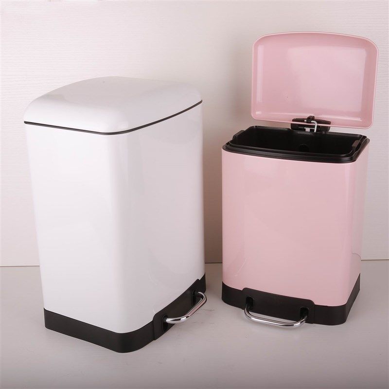 垃圾桶家用正方形简约不锈钢脚踏时尚欧式带盖白色卫生桶