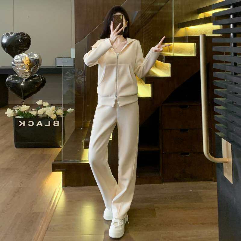 2024韩版秋季新款时尚休闲套装女洋气减龄网红炸街运动两件套连帽