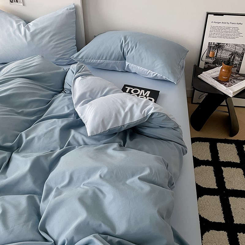 被套单件150x200x230水洗棉学生宿舍纯色被罩双人三件套被单