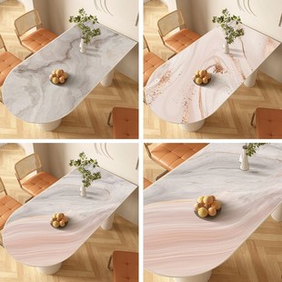 岛台餐桌垫美式半圆弧形防水防油免洗防烫桌布椭圆形桌面保护台布