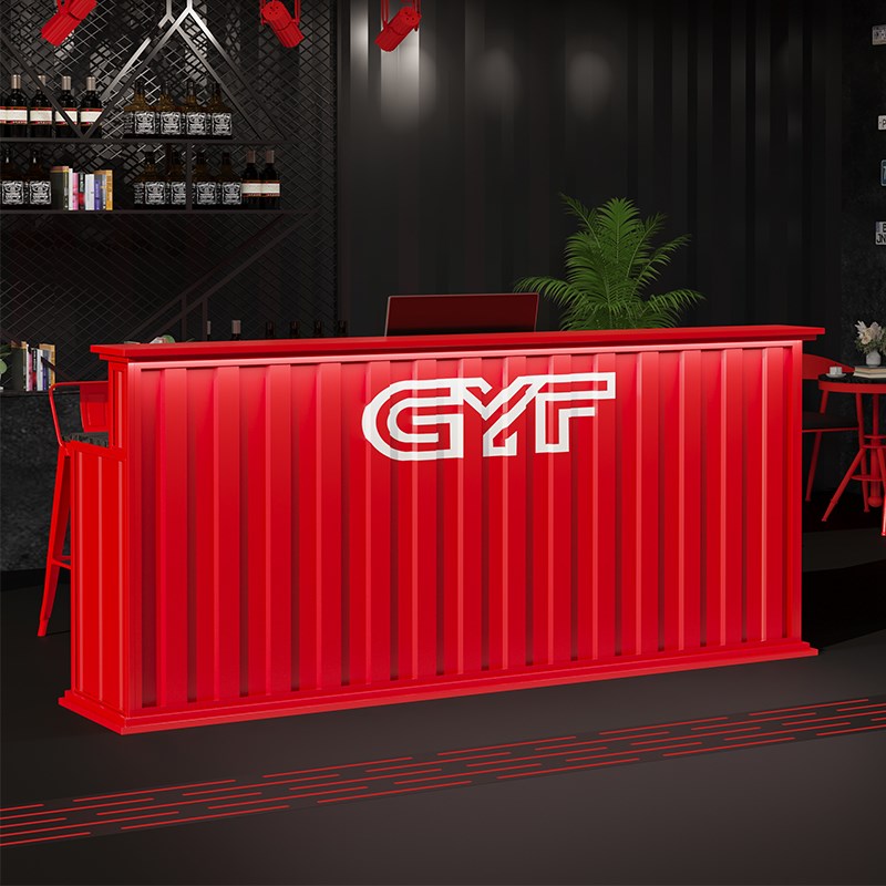 吧台收银台酒吧清吧网红咖啡厅奶茶店健身房工业风铁艺前台接待台