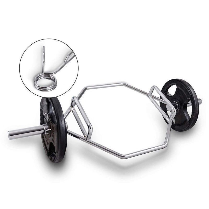 杠铃杆奥杆电镀六角大环形六角杠铃杆大孔深蹲健身器材实心杠铃
