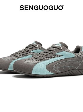 森果果 赛车鞋/蓝灰色德训鞋男女2025夏季新款4CM内增高鞋子板鞋