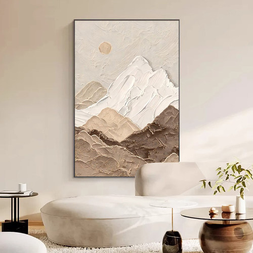 背有靠山客厅装饰画肌理挂画入户玄关沙发背景墙壁画高级现代简约