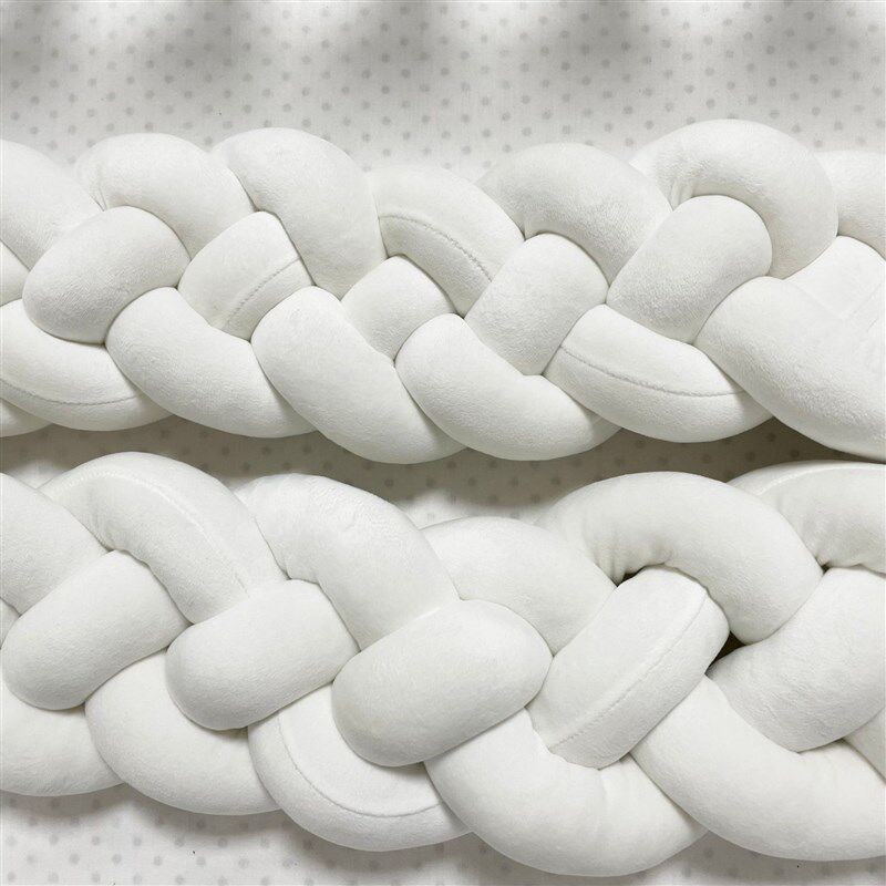 婴儿床围ins麻花围栏软包宝宝床防护四股麻花辫围挡缓冲床靠防撞