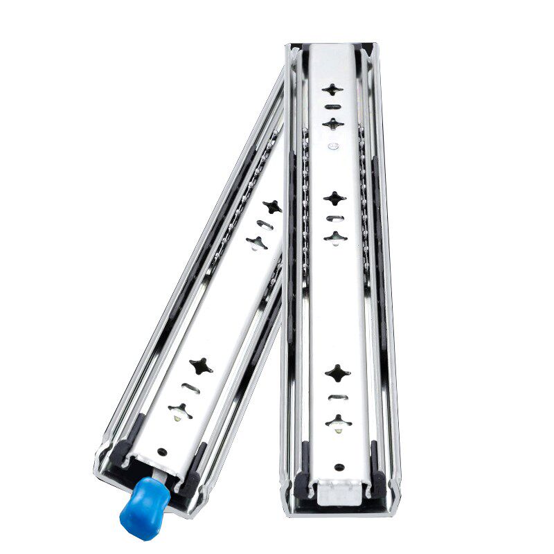 新款加厚53宽重型滑轨承重导轨工业带锁自锁死滑道抽屉轨道楼梯柜