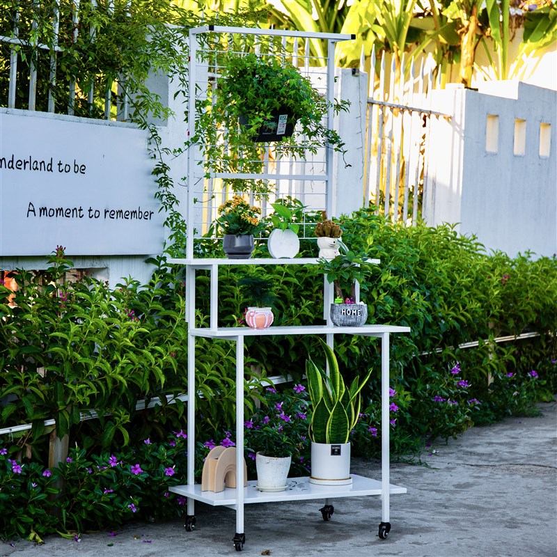 阳台可移动花架 带轮多层落地式室内户外阶梯置物架铁艺花盆架子
