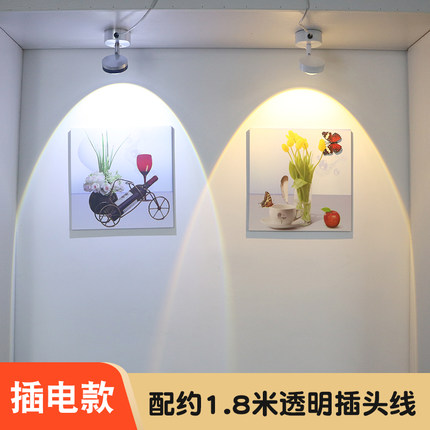 led壁灯 电视背景墙明装免打孔可调角度店铺展示可移动 插电射灯