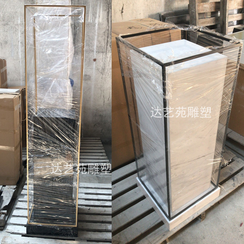 雕塑艺术摆件装饰底座 工艺品摆台展台基座 内双层石材外金属框架