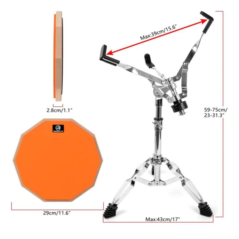 12寸哑鼓套装练习哑鼓垫军鼓架鼓垫套装哑鼓练习器打击板哑鼓包