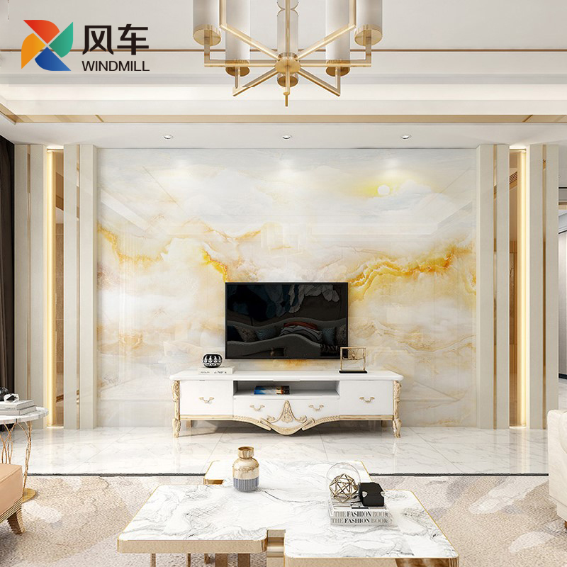 立体镶金石护墙板微晶石电视瓷砖背景墙大理石影视墙边框装饰造型