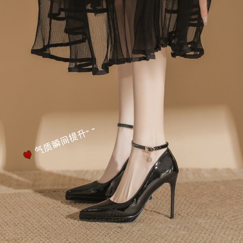 防水台高跟鞋不累脚10cm女模特走秀裸色尖头一字带大码42-43单鞋,女鞋,浅口单鞋,淘宝优惠券,粉丝福利购,淘宝优惠卷