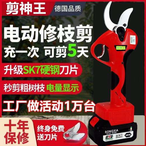 德国高端式电剪刀枝剪刀果树动充电液晶无线修锂电AMH园艺园林粗