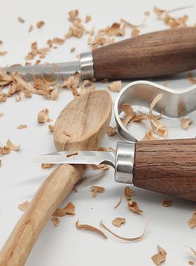 厂家5件套YRW圆供柄胡桃木雕刀削木刀 刮木刀勺直子刻刀木工雕刻