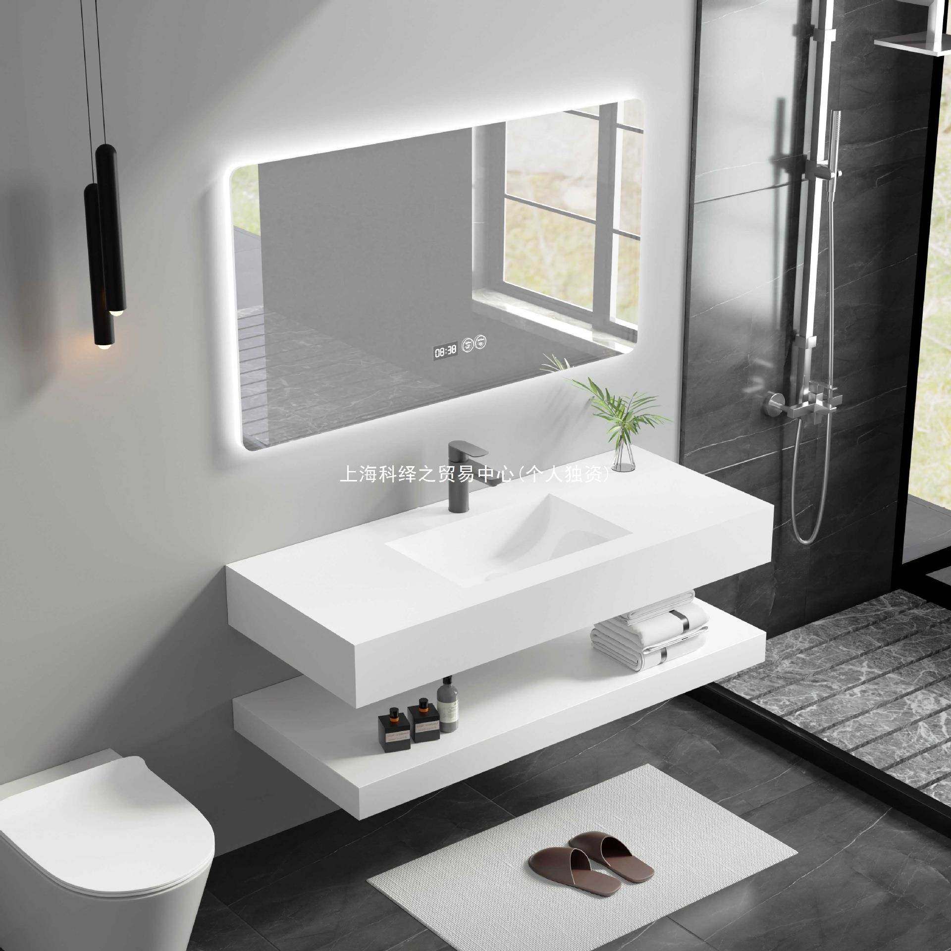 双层岩板浴室柜简约LMP一生体无陶缝组合洗脸盆卫间洗手盆瓷洗漱