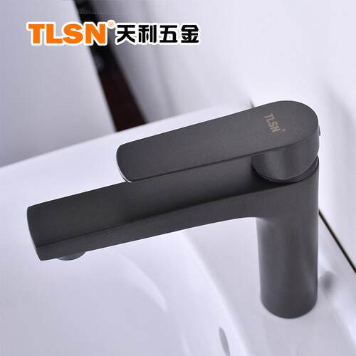 铜烤枪灰色单盆孔 面龙单孔浴室柜生 头卫间水龙头冷热TL82005洗
