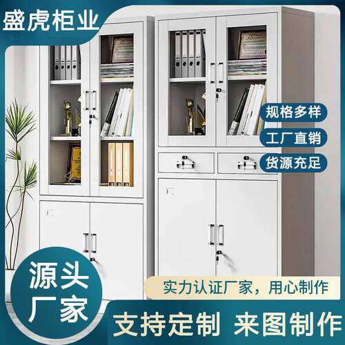 对开玻璃资料档案柜财务料存储保不密柜锈SH-BGG02钢资带资锁料矮
