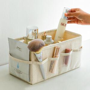 日式棉麻布艺化妆收品桌面收纳盒口红无品牌/化妆刷纳文具筐杂收