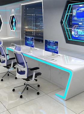 指挥中控台漆操作台控制台调560132烤度慧指挥台智控快递站工监作