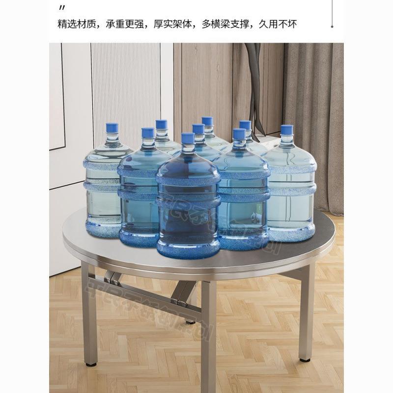 加厚不YXP锈钢餐桌可折叠家用流水席食带堂吃饭桌子室内户桌外转