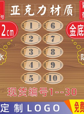 饭店桌牌号贴餐厅桌号牌台号牌餐桌牌台号贴号码牌门牌号数字贴牌