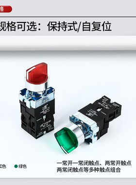 一佳带灯旋钮选择旋转换开关XB2-10XD/21/31BK3361/3462/BE1C红绿