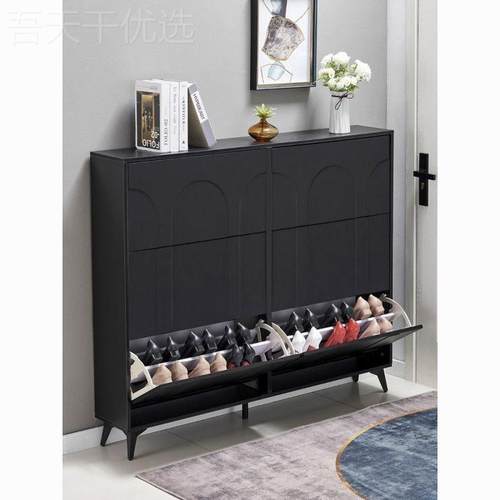超翻薄鞋斗柜门现代简约鞋42654架省空间经济型家用鞋柜黑色大容