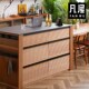 凡屋 开森岛台 实木吧台岩板厨房餐厅橱柜餐边柜储物柜茶水柜碗柜