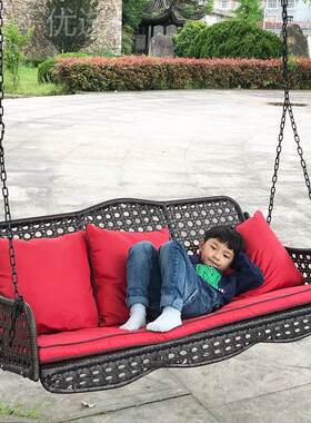 户外秋千吊庭院花园吊篮藤椅椅摇室外成VVA悬人双人挂椅阳台铁艺