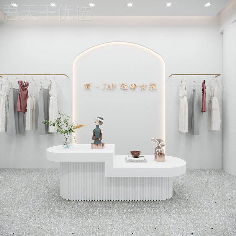 白色流水中岛示台吧台展桌服装店衣店帽品间包DHL包鞋展示柜产陈