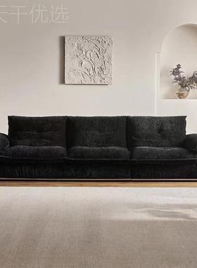 黑色古雪直尼尔布艺发复可拆洗排中古风包豪斯沙TUL高靠背不锈钢