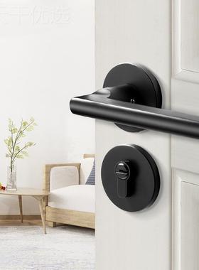 特黑色ZEC卧室门锁室家用木房间门分体音静磁吸门内把手通用型锁