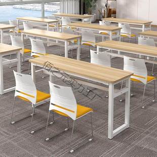 培训桌长条桌培会训桌椅一体议桌椅辅导班工课用桌椅XEE员双人家