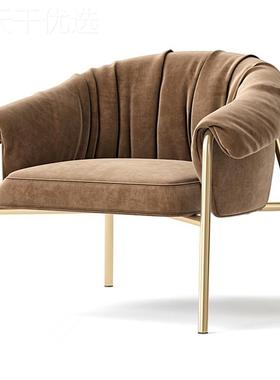 现代简约人沙发客厅单家用轻KHP奢布洽谈椅现代不椅锈钢艺阳台休