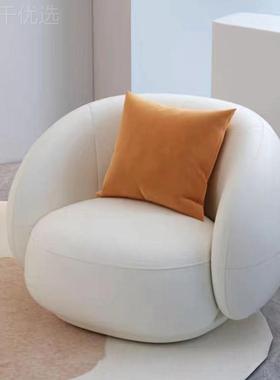 北欧轻奢磨绒台单人沙发酒桌店洽谈椅组砂合民宿阳卧OFM室懒人沙