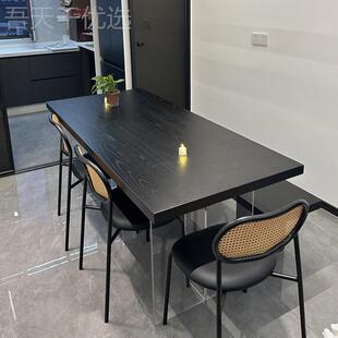 实木DCX碳化木白蜡木桌吧板原木板黑色岛台板桌面板台面板可板订