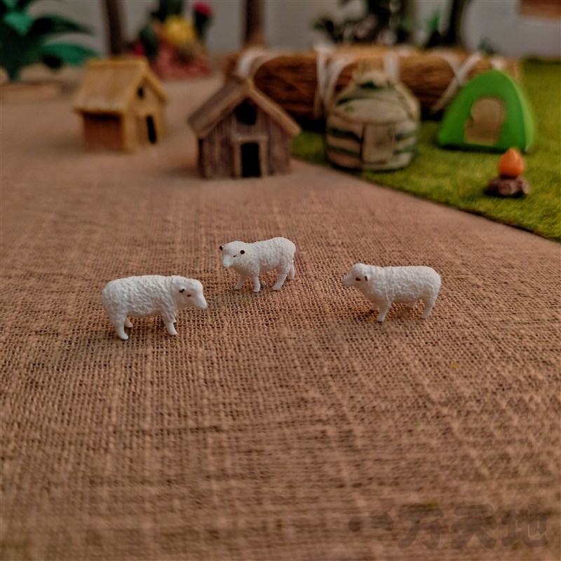 场景模型仿真微缩迷你小动物绵羊微景沙盘拍摄道具造景装饰摆件