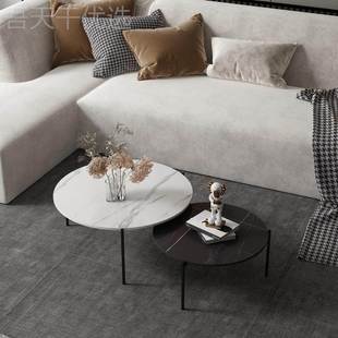 北BIN岩板茶型几桌 小户客厅创意子母茶 家用轻奢欧圆形大小茶几