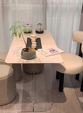 爵士客阳台茶椅组水合烧ZID厅壶小户型茶台办公白桌一体家用微晶