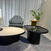 式 极PKW椭圆形茶桌几轻奢现代家简用客厅沙发茶桌诧寂风创意异型