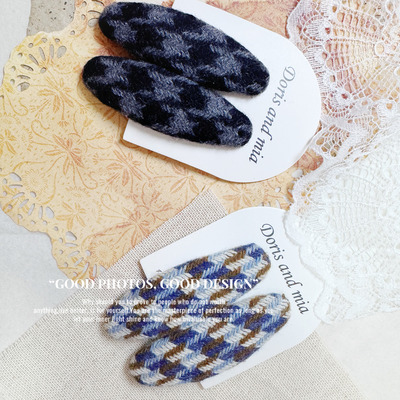 Doris and Mia小众设计高级感格纹韩系少女心秋冬新品发夹