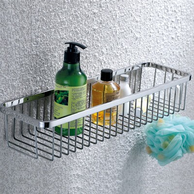 单层通体304r不锈钢 浴室置物篮 抛镜光