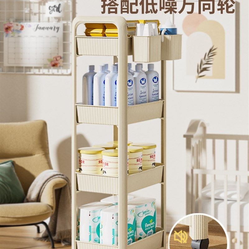 婴儿用品置物架小推车新生儿床头卧室收纳家用宝宝多层移动置物架