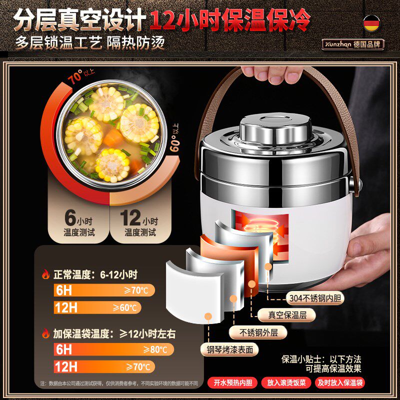 304不锈钢饭盒上学专用上班族带饭碗保温桶学生食堂打饭餐具套装